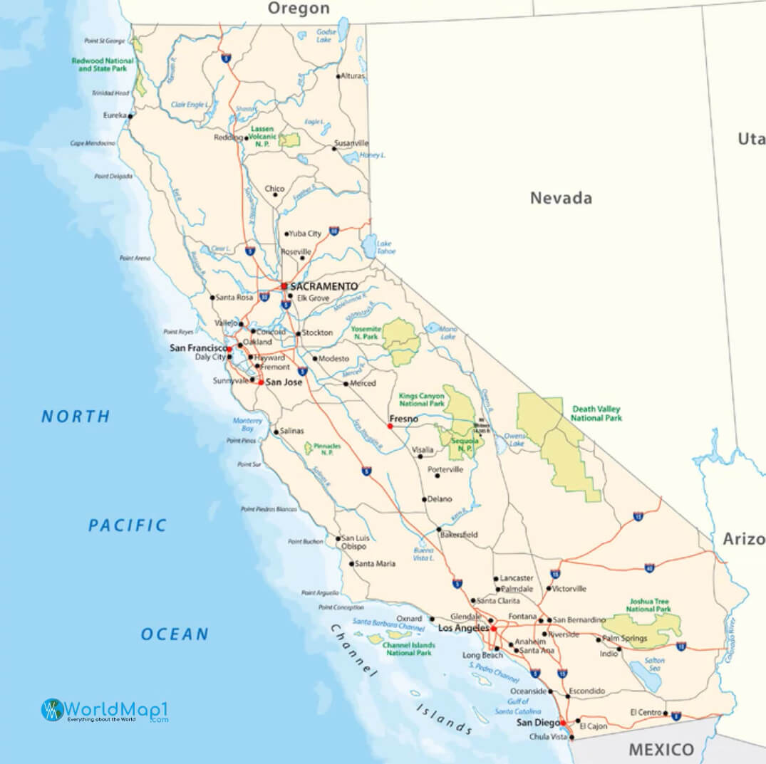 Carte détaillée Californie
